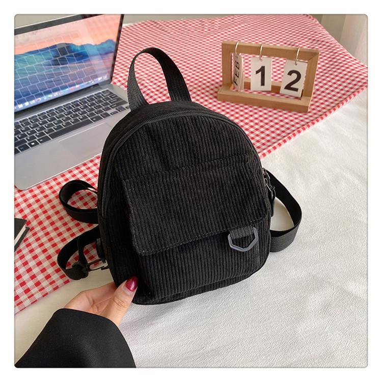 2023 New Velvet Women's Bag Korean Trendy Soft Sister Shopping Backpack Simple Solid Color Student Backpack For Girls Green)