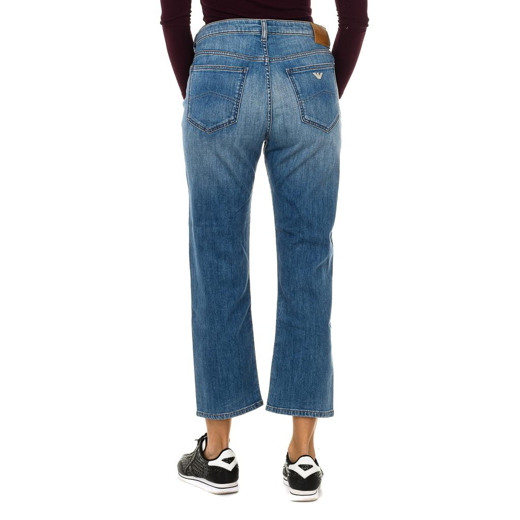 Women's Ripped and Worn Effect Long Jeans 6Y5J10-5D2MZ