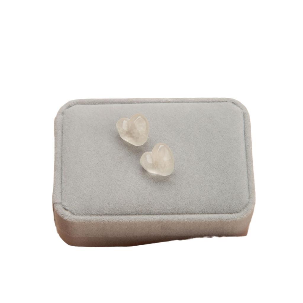 Peach Heart Stud Earrings - Japanese & Korean Style, Sweet Water Wave Texture, Candy Color