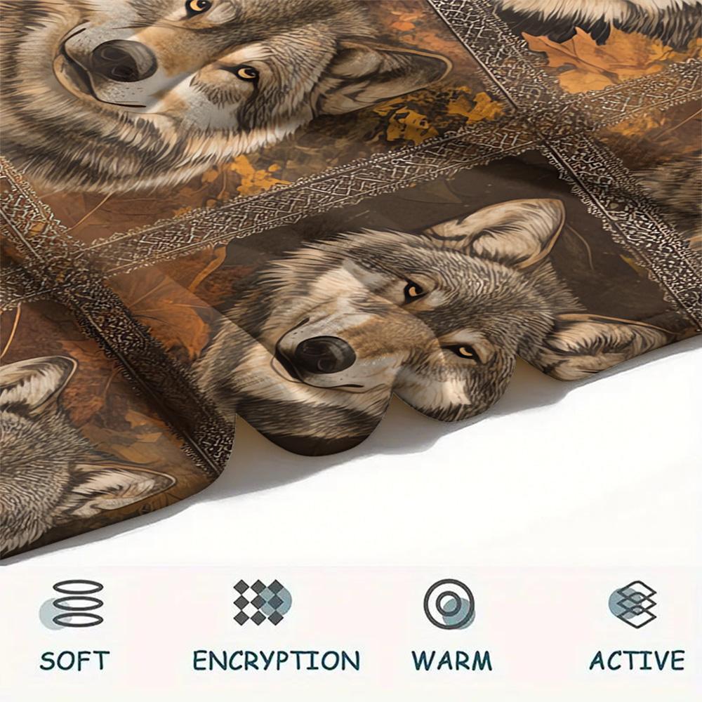 Koc Flanelowy z Nadrukiem Wilka, Wysokiej Jakości, Wygodny na Wszystkie Pory Roku, Wystrój Domu, Ciepło i Komfort, Idealny na Prezenty Świąteczne