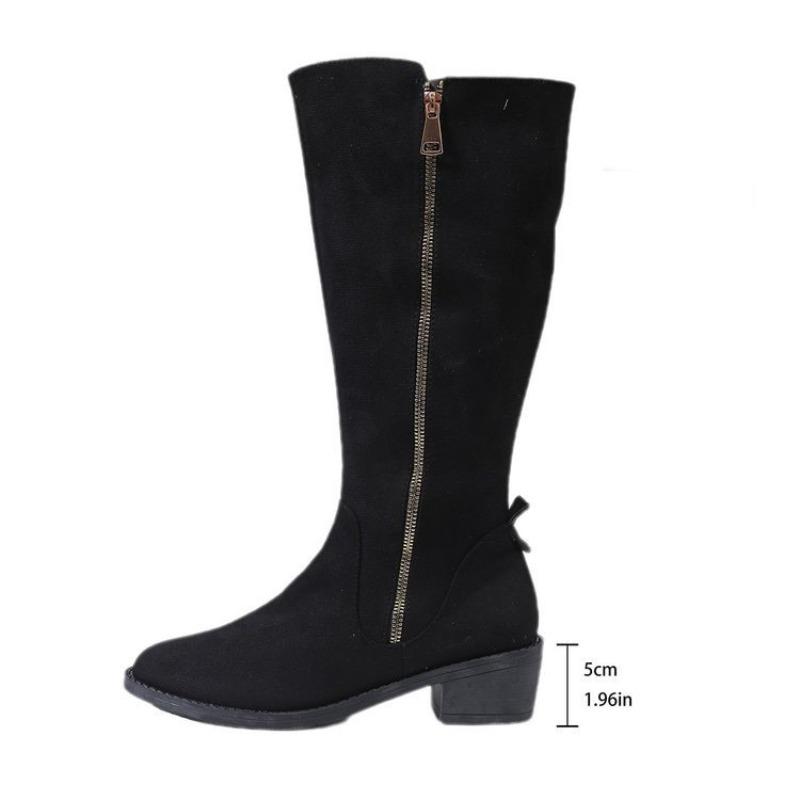 Plus size autumn new mid-core solid color pointed knight boots for women