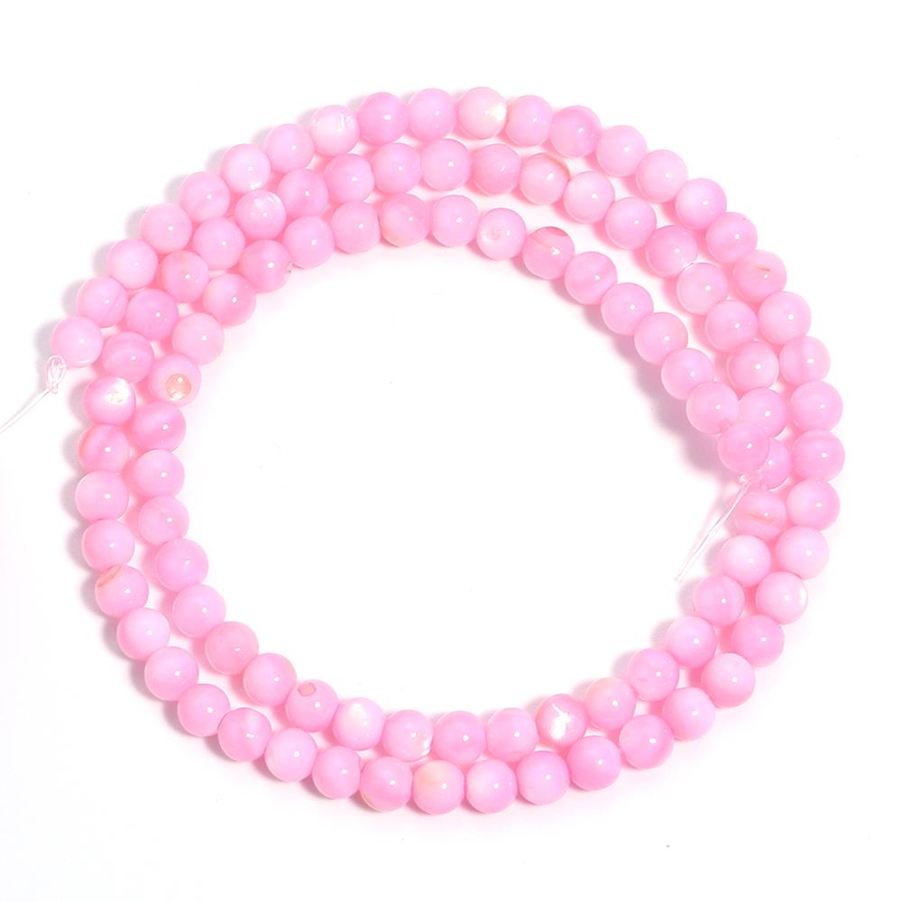1 String 4mm Natural Shell Round Beads Colorful Loose Spacer Ball Beads For DIY Exquisite Bracelet Necklace Jewelry Supplies