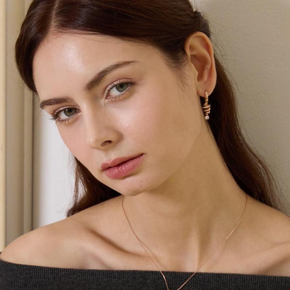 [LsSHOP] 14K Dini One-Touch Earrings (Gold Plated)_LJ5167BRE