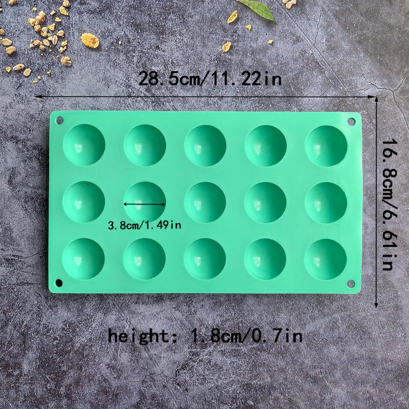 15 Cavity 3D Hemisphere Silicone Mold Food Safe Durable Kitchen Tool for Brownie Pudding Mousse Truffle Homemade Baking Use