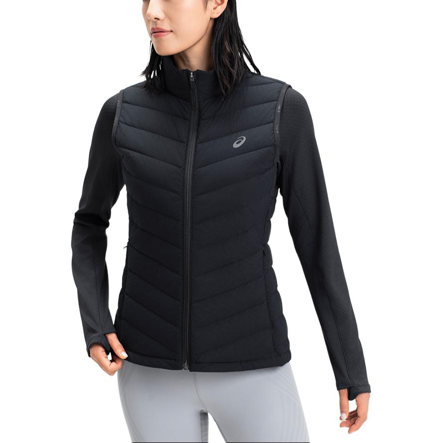 Women's ASICS Down Vests Women's Black Stand Collar Moderate Other