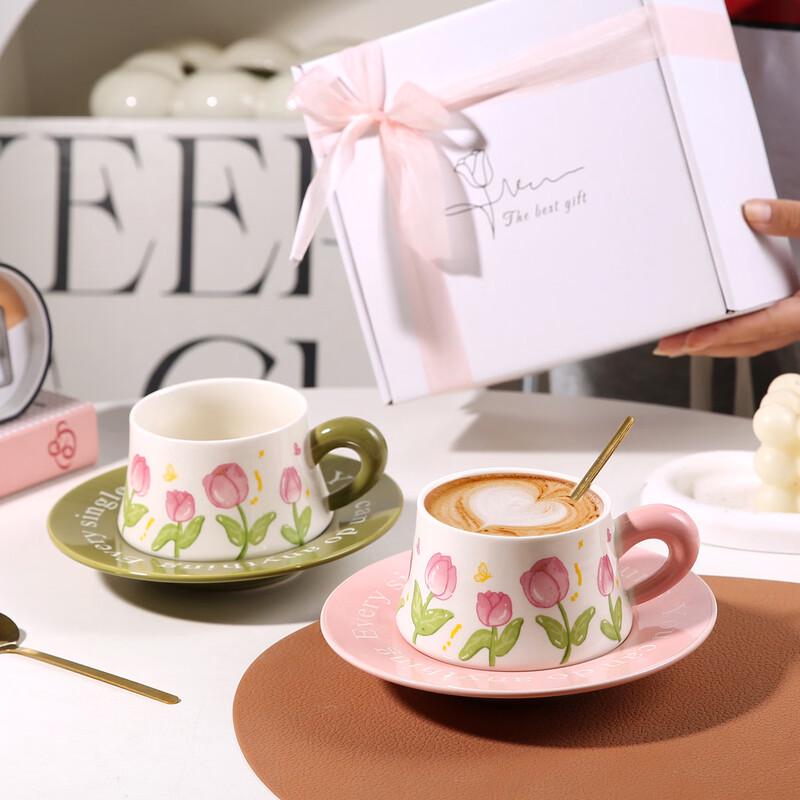 Elegant Tulip Ceramic Coffee Cup & Saucer Set