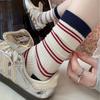 Womens Winter Mid-Calf Striped Compression Socks Casual Sport Crew Students Couples Warm Wool Blend Stackable