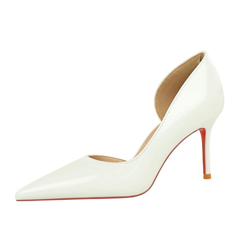 European And American Style Fashionable Simple For Women Thin Heel Patent Leather Shiny Side Air Quality Versatile Single Shoes