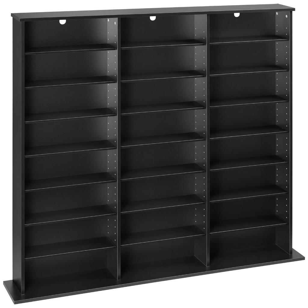 Media Storage Cabinet, 8-Tier DVD Shelf Organizer, 142 X 22 X 130 Cm Multimedia Storage Organizer for CDs, DVDs, Books & Games, CD Shelf for Living