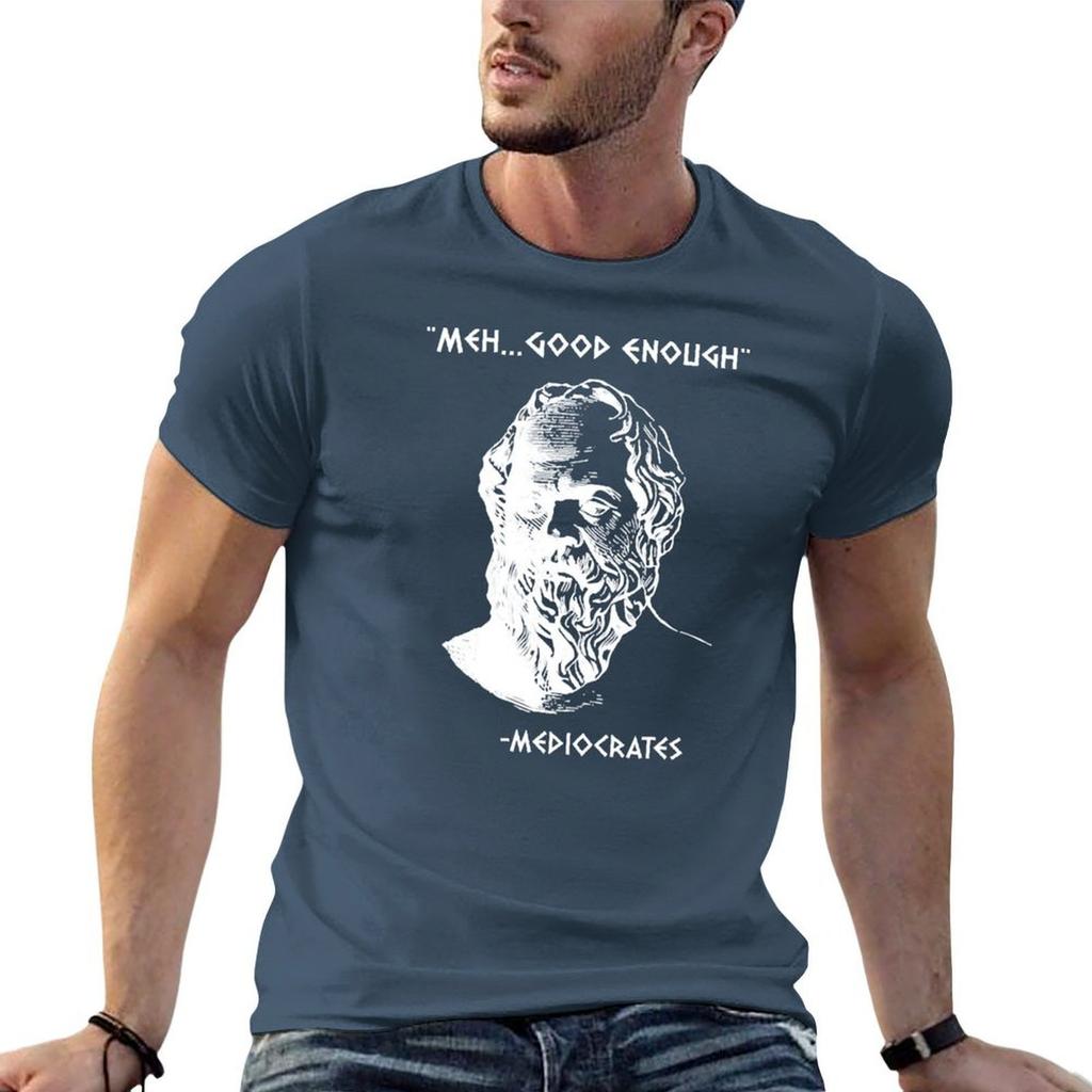 Mediocrates Meh Good Enough Sarcasm TShirt Basic Solid Color Short Sleeve TShirt