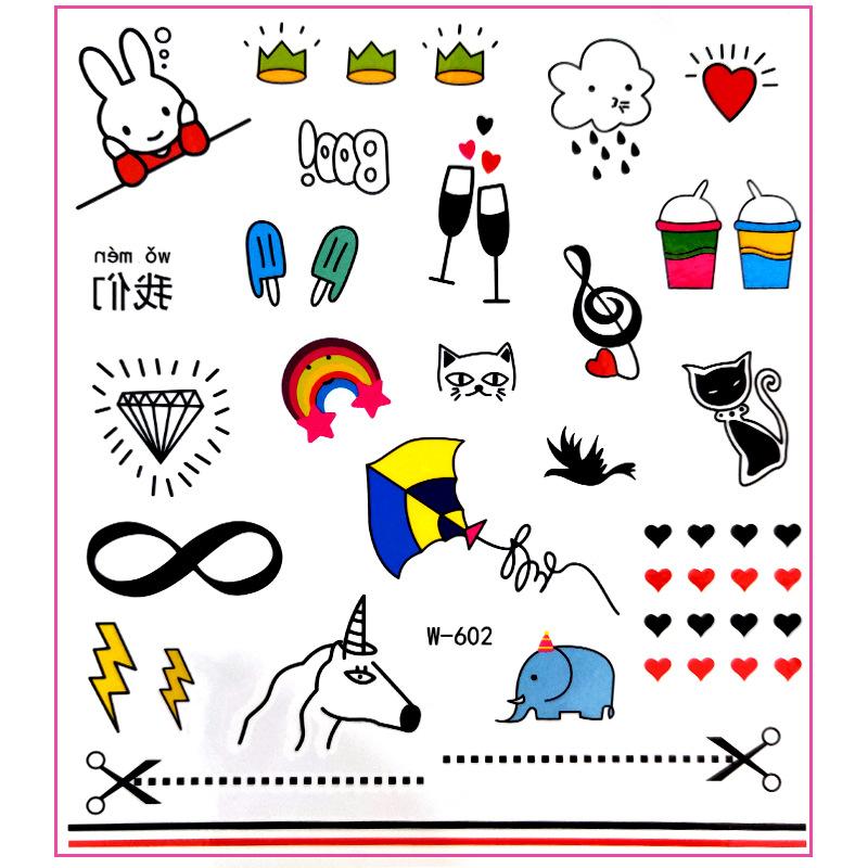 Campus Students Male And Female Tattoo Stickers Waterproof Tattoo Stickers Cartoon Butterfly Text Tattoos