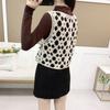 Short Fashion V-neck Hollow Woven Wool Color Matching Single-breasted Splicing Sleeveless Button Vest Top