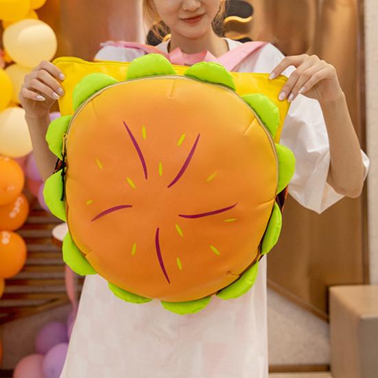 Hamburger Backpack with Adjustable Straps Realistic 3D Design Large Capacity Spacious Compartments Cheeseburger Backpack Storage Pouch