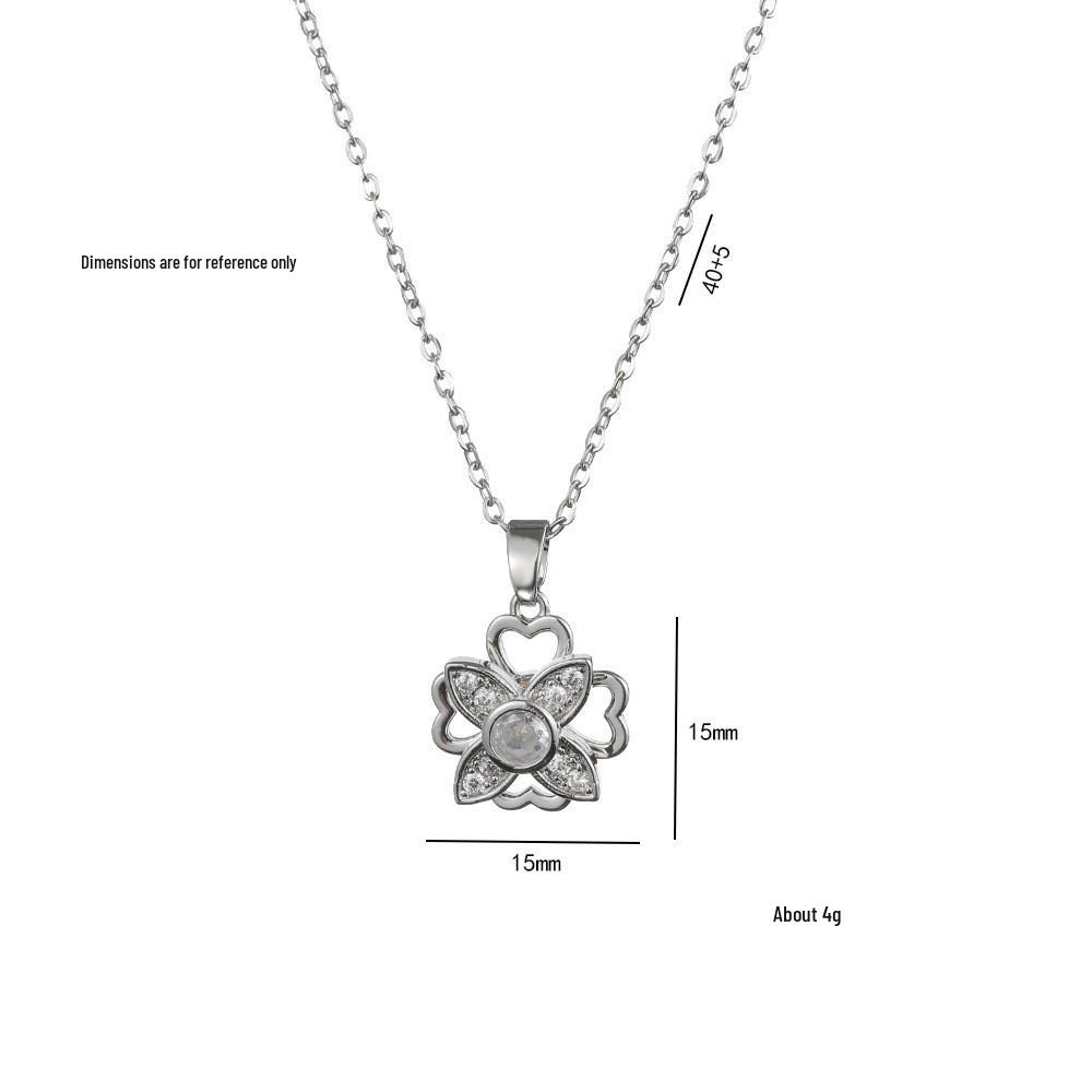 Rotatable Sunflower Zirconia Necklace: Japanese-Korean Style, Fashionable Collarbone Chain