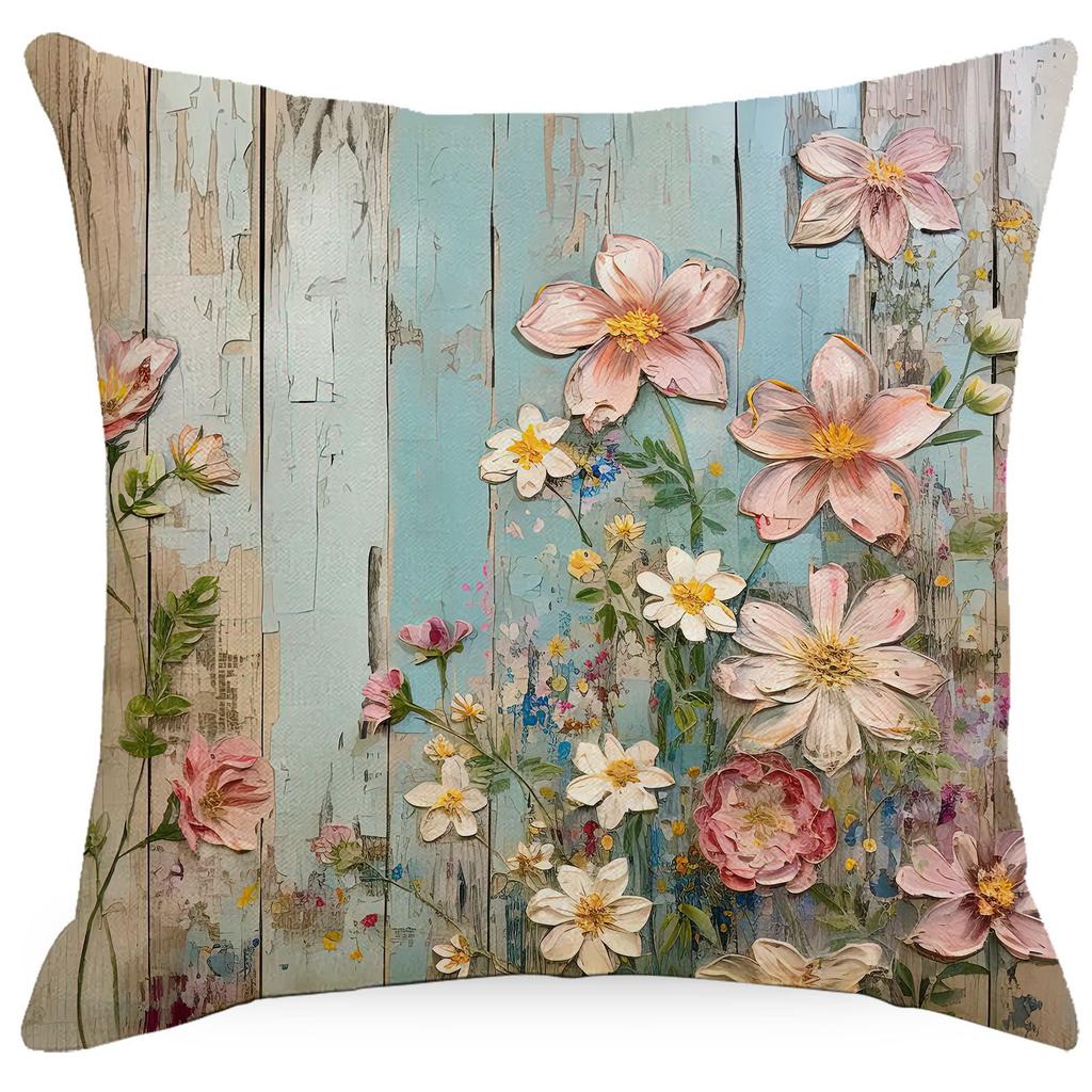 New Retro Floral Pillowcase Creative Oil Painting Engraving Style Print Home Sofa Cushion Pillowcase