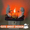 Halloween Bonfire Flickering Night Light Plug White Decoration Campfire Candle Flame Small Room Lights Bedside Bedroom Lamps LED