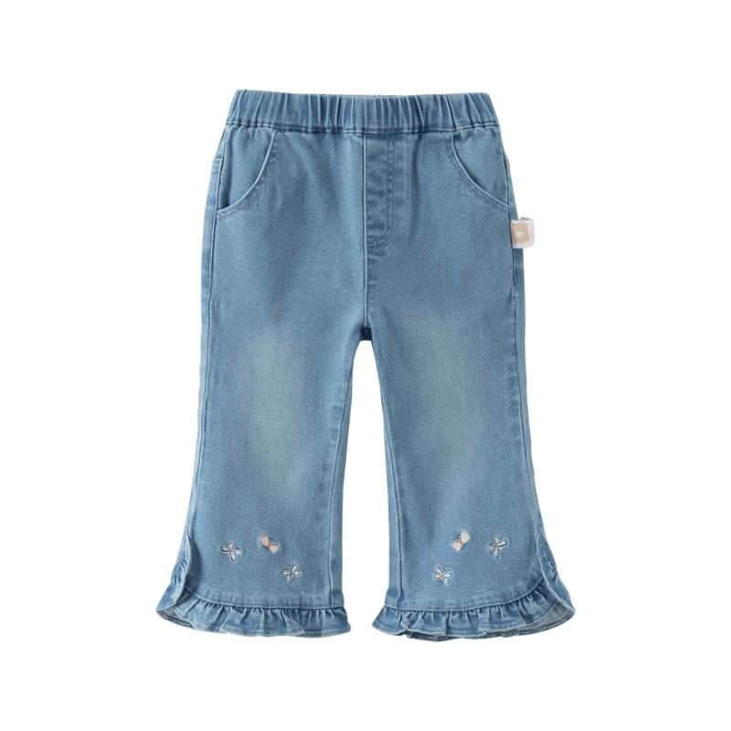 DAVE&BELLA Girls' Ruffle Trim Flare Denim Jeans