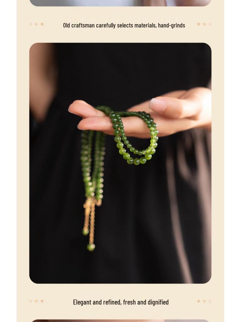 Naszyjnik na obojczyk z zielonego jadeitu Hetian w starożytnym stylu