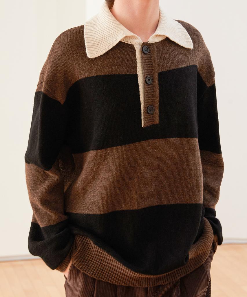 TRIP LE SENS Rugby Stripe Collared Wool Knit