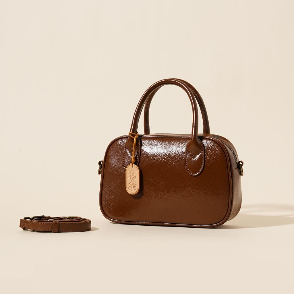 Die erste Schicht Rindsleder 2025 Herbst und Winter echtes Leder Damenhandtasche Retro und alt Pendeln schlicht und vielseitig einzelne Schulter Umhängetasche