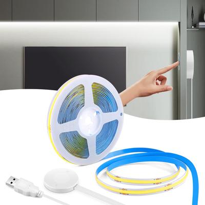 Faixa de luz LED COB USB 5V regulável sob o armário com controle sem fio de madeira de 25 mm penetrável Interruptor de toque Iluminação de cozinha faça você mesmo