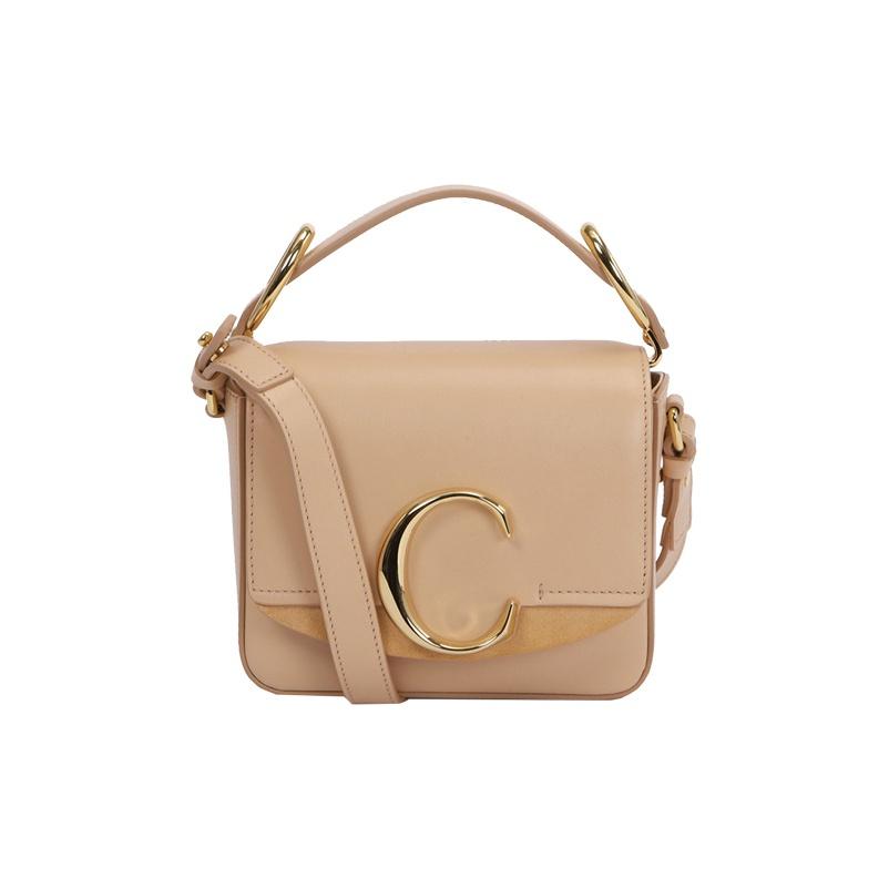 Chloe Metal C Letter Mini Shoulder Crossbody Handbag Women Handbags Pink Apricot CHC19-US193A37-6H6