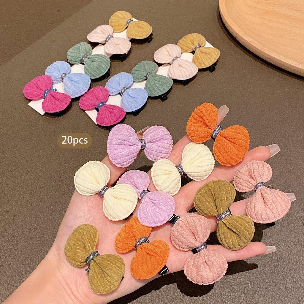 20 Fabric Bow Hair Clips, Cute, Colorful, Random Hair Accessories