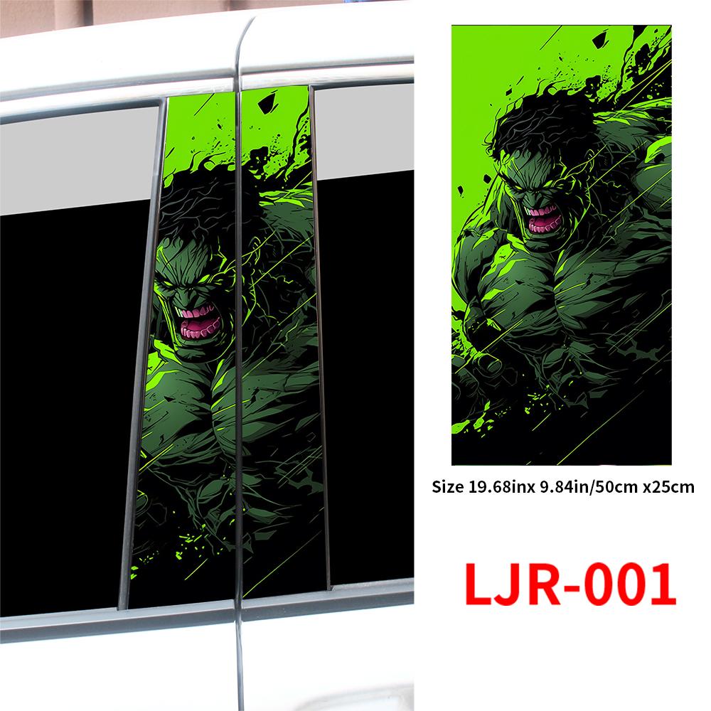 Green Film Hulk Anime Car Sticker Auto B-pillar Cartoon Funny Sunscreen DIY Auto Center Column Cover Scratches Decor Accessories