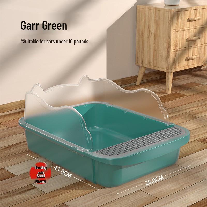 Compact Semi-Enclosed Cat Litter Box with Odor Proof Design