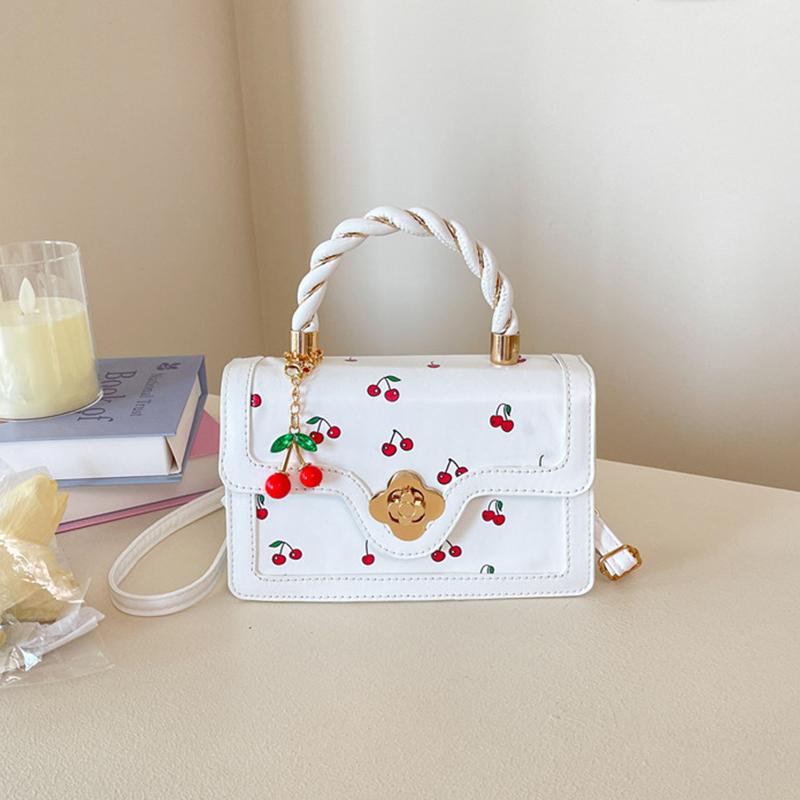 

Женская квадратная сумка Вишня из ПУ кожи, милая сумка-кроссбоди Вишня с регулируемым ремешком, женские маленькие уличные сумочки 20x7x13cm бежевый