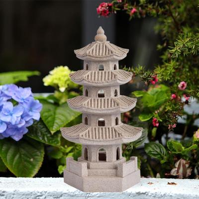 Solare Pagodenlaterne Gartenskulptur Landschaftsdekoration Chinesische Dekoration Traditionelle Harzfigur für