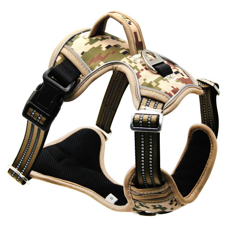 Classic Camouflage Pet Harness Adjustable Reflective Medium & Large Dog Harness Mesh Breathable with Control Handle To Prevent Bursting