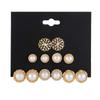 For Women Hollow Gold Color Round Simulated Pearl Stud Earrings Earring Sets Jewelry Accessories