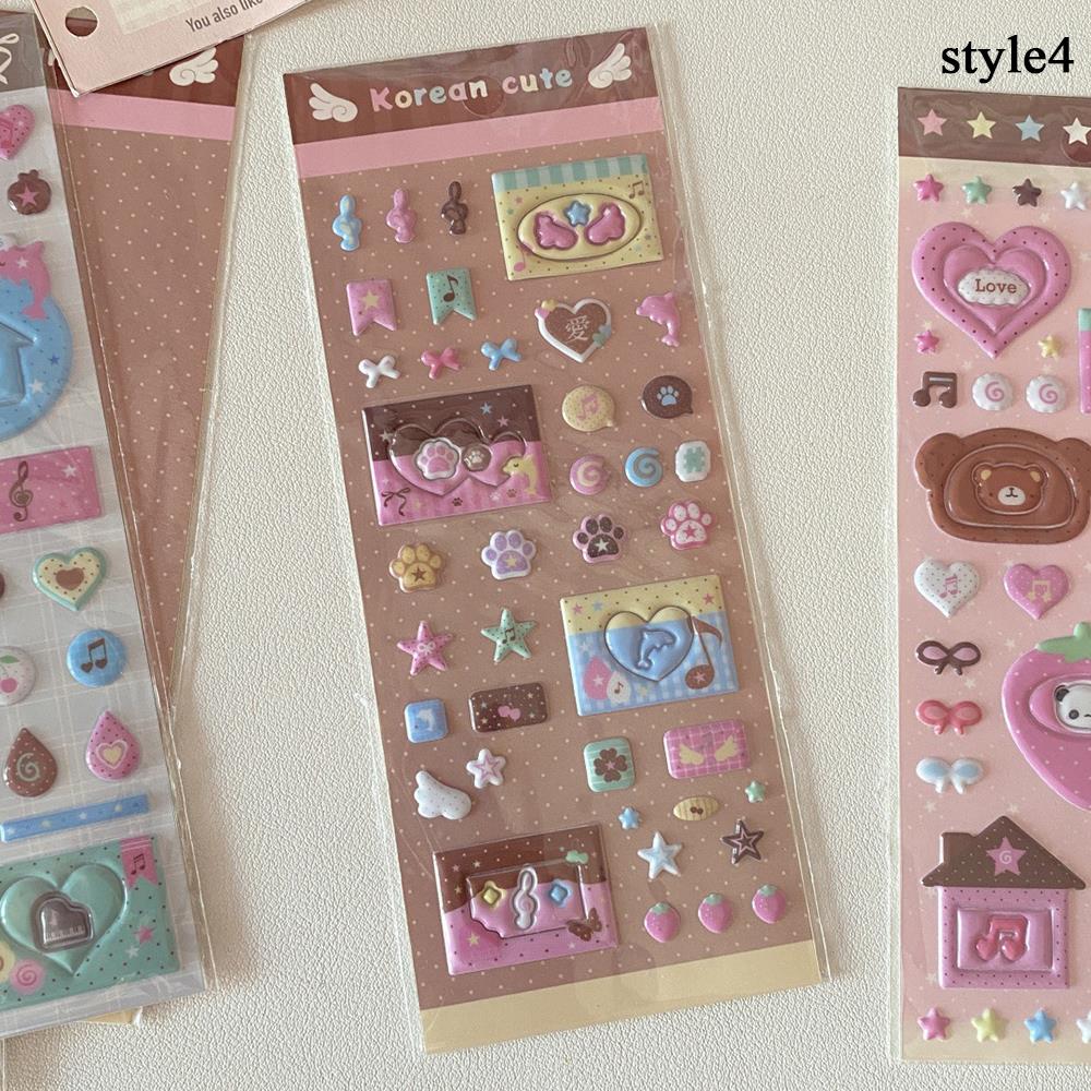 DIY INS 3D Bubble Stickers Animal Sparkle Music Note Decor For Journaling Puffy Cartoon Labels For CCD Camera Decoration Sticker