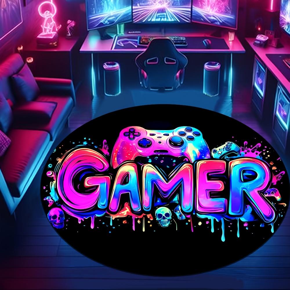 

1pc Colorful Graffiti Game Controller Round Rug, Non-slip Floor Mat for Living Room, Bedroom, Bathroom, Holiday Home Decoration 60
