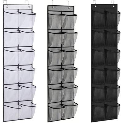 12 Pockets Over the Door Shoe Organizer Large Mesh Pockets With 2 Hooks Transparent Fabric Shoe Rack Storage Bag For Bedroom