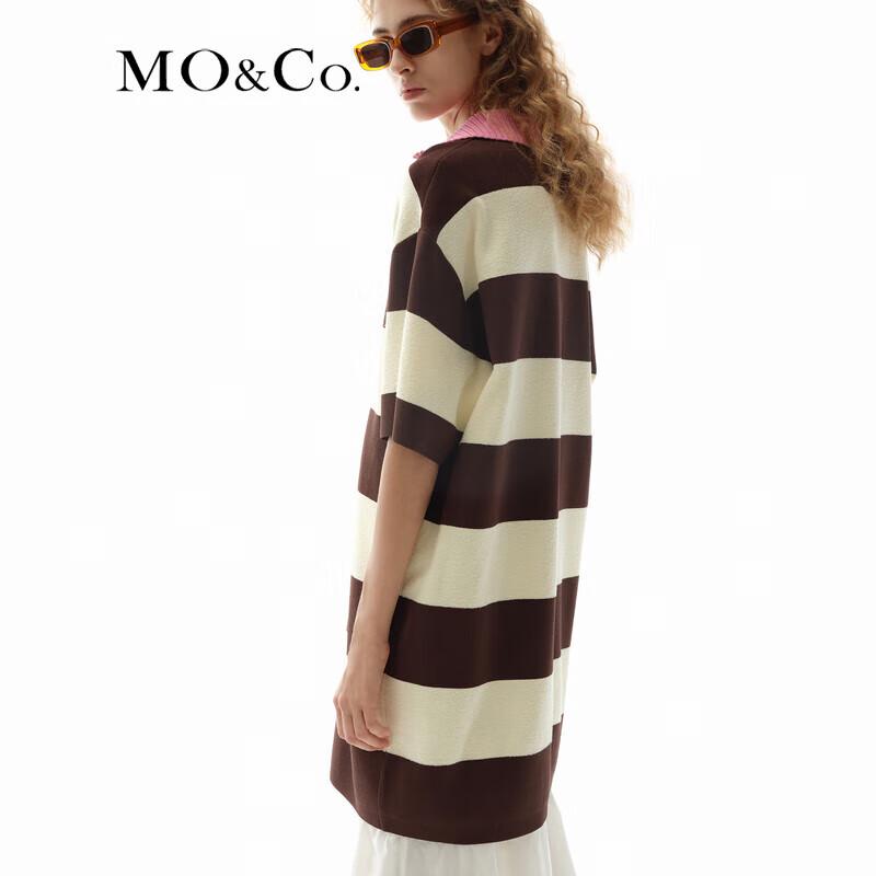 MO&Co. x SUNNEI Striped Loose Short Sleeve V-Neck Dress