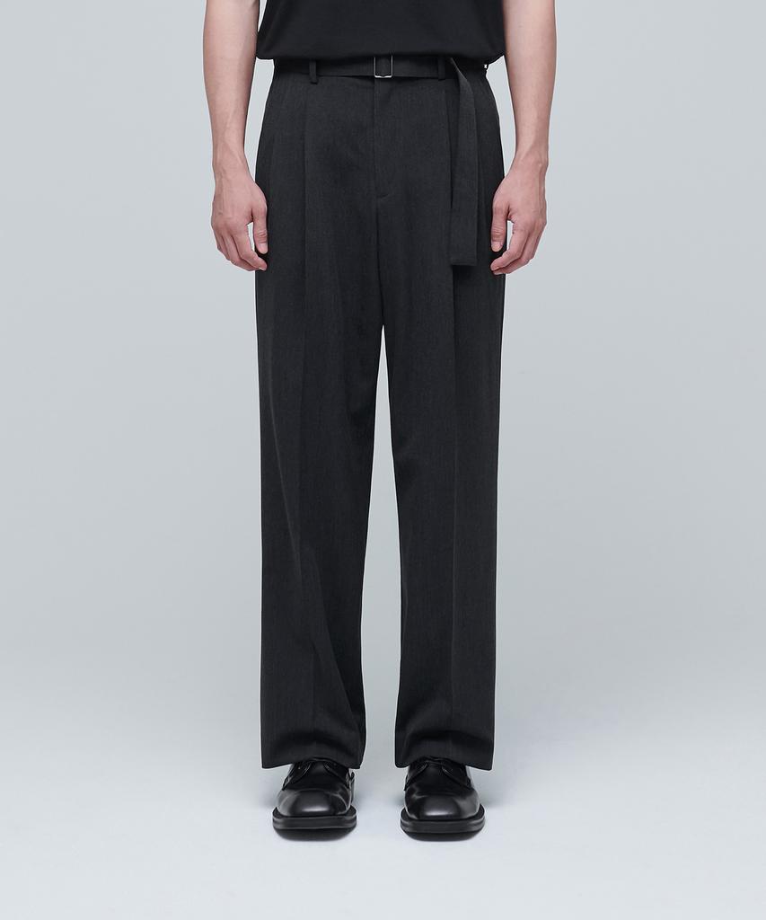 MUSINSA STANDARD Real Wide Belted Slacks [Charcoal Gray]