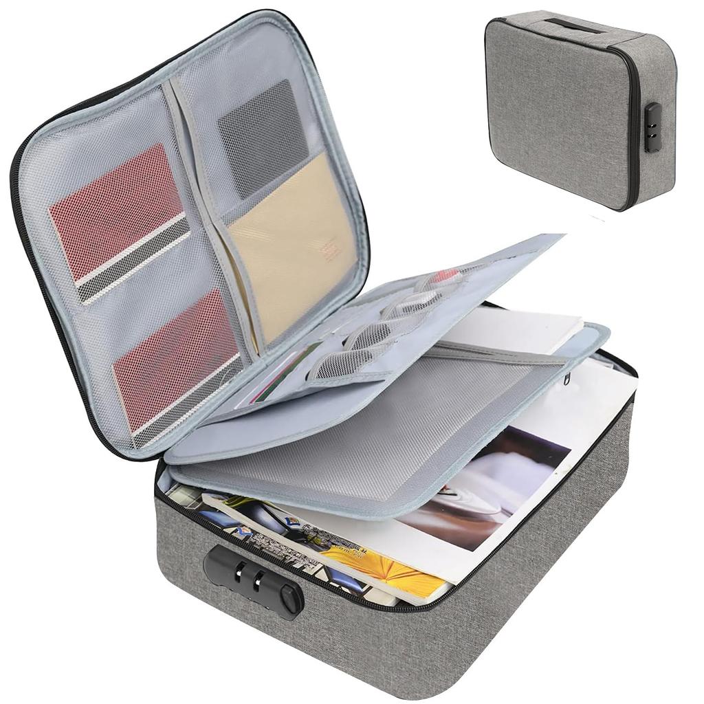 Document briefcase, 3-layer lockable storage bag, men's women's bag, wallet, passport, home security function storage box.-zmt