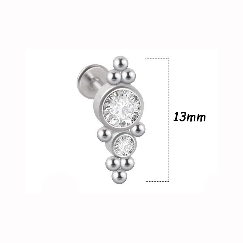 Titanium Steel 1.2 Gauge Crystal Cluster Triangle Lip & Ear Piercing Ring