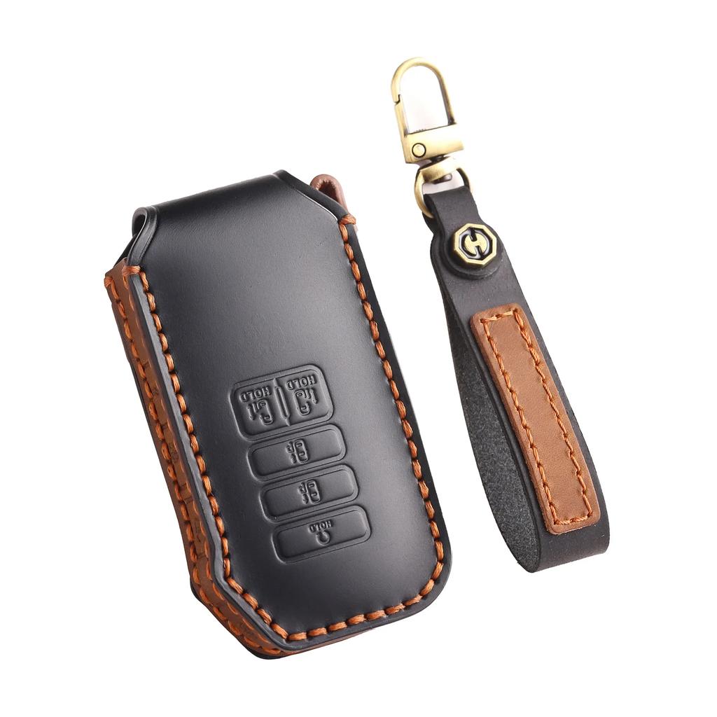 Leather Car Key Case Cover Holder Keychain Shell for Kia EV6 Seltos K5 Sorento MQ4 5 Button Remote Key Fob Holder