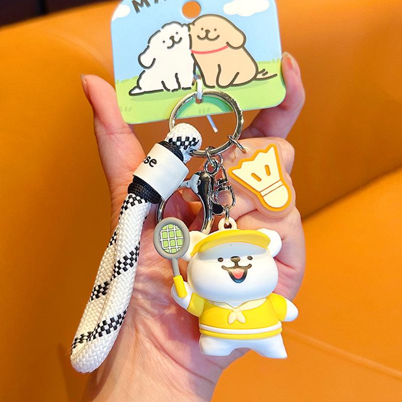 Line Puppy Games Keychain Baseball Badminton Cute Cartoon Backpack Pendant Couple Keychain
