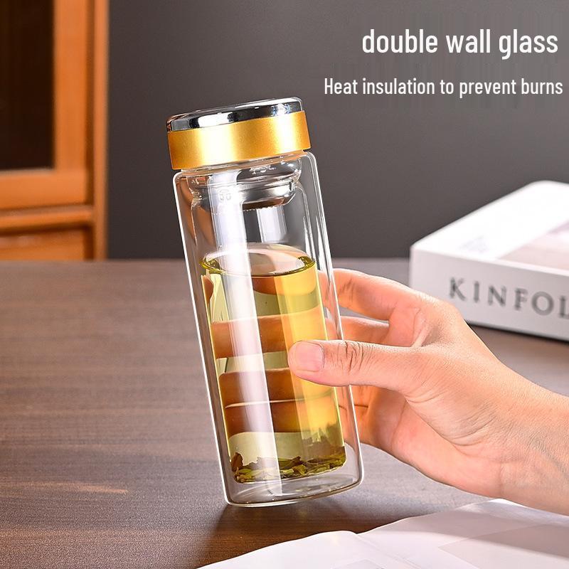 Tianyi Double-Layer Glass Tea Cup with Logo and High Borosilicate Design