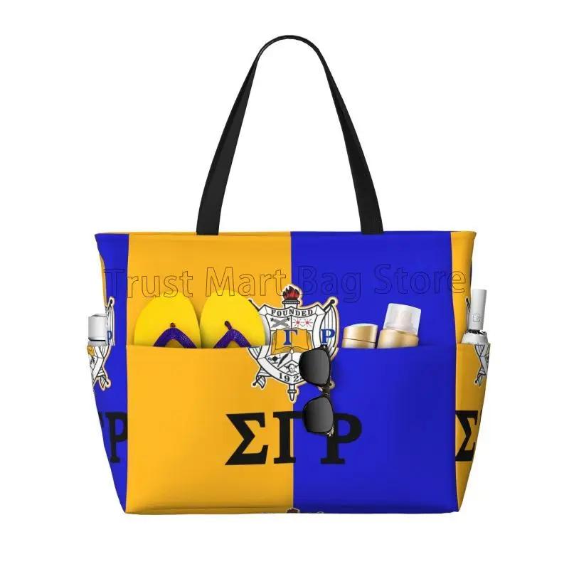 

Sigma Gamma Rho 1922 Large Waterproof Beach Bag Women Sandproof Pool Tote Bag with Zipper and Pockets for Gym Travel Vacation