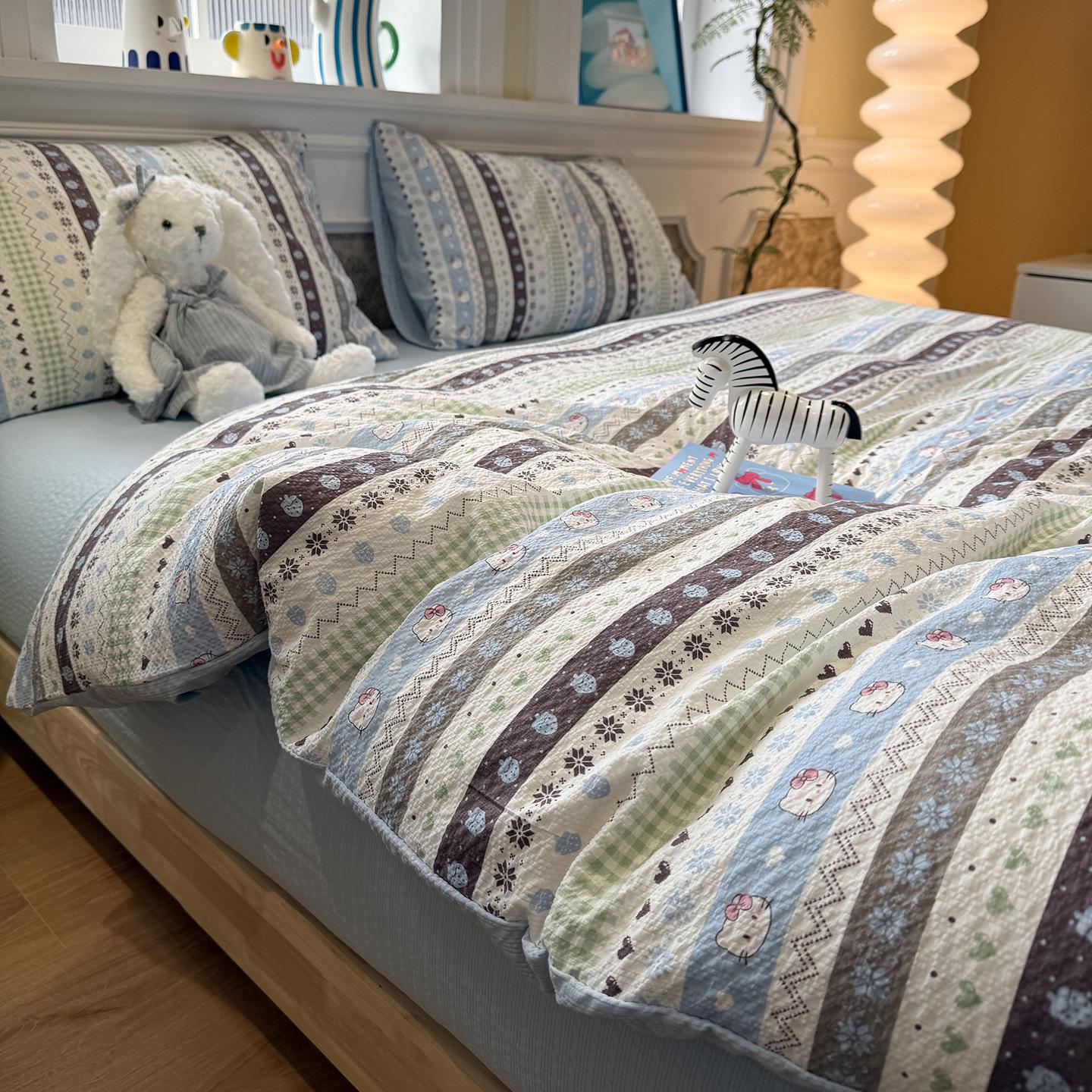 

Cream Puff Double Layer Cotton Gauze Bedding Set - 3 Piece, All-Season, Perfect for Student Dorms 3-piece 1.2m - Duvet 150x200cm