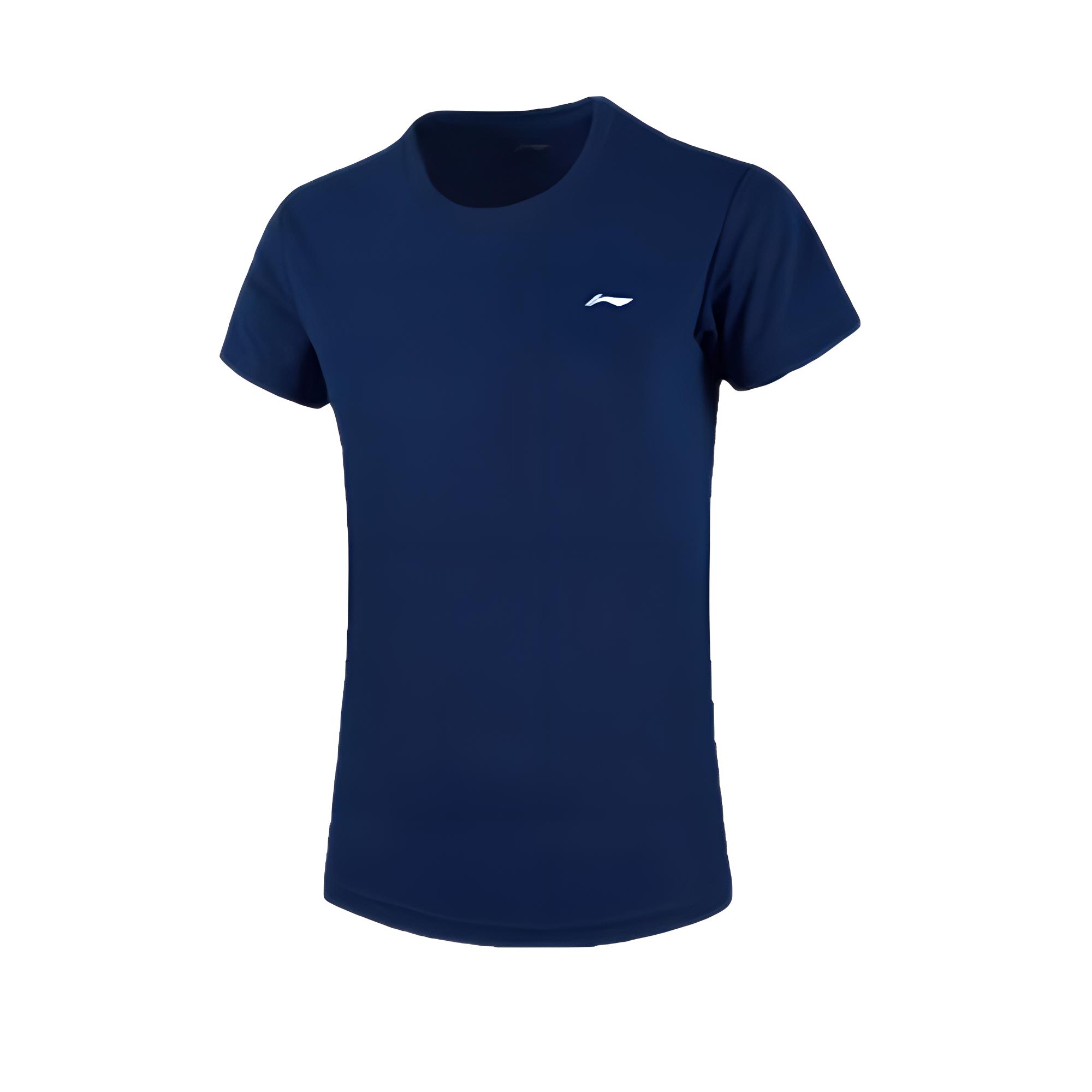 

Li-Ning Round Neck Solid Color Simple Short Sleeve T-Shirt Women Tops Navy-Blue AHSR792-6 L