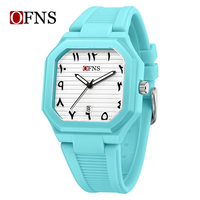 OFNS Quartz Watch: Student Style, Calendar, Square Dial, Arabic Numerals, Luminous, Waterproof, Middle Eastern Bestseller