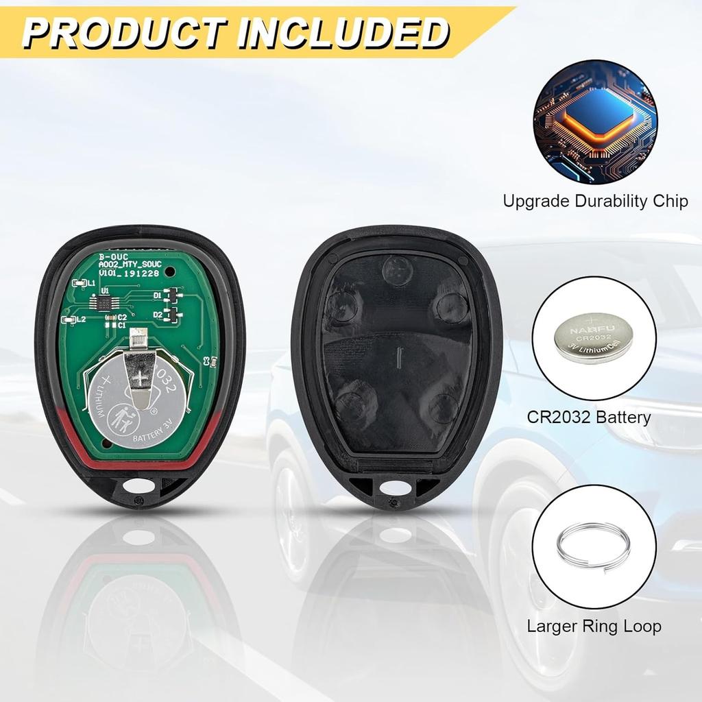 Key Fob Replacement for 2007-2024 Chevrolet Express Van & GMC Savana Car Keyless Entry Remote Control, OUC60270 OUC60221, 4 Btn