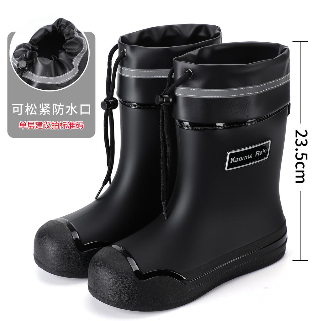 Outdoor Fashion Women's Rain Boots Non-slip Waterproof Thickened Bundle Rain Shoes Car Wash Outer Wear Medium Tube Cute