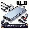 11-in-1 USB3.0 for HDMI Hub with Fast Charge USB-C RJ45 100M SD TF AUDIO3.5mm 4K VGA for 11 1 Hub